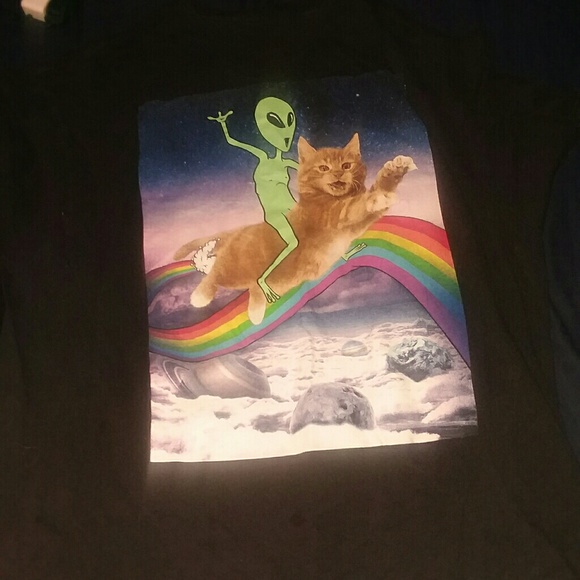 Tops | Alien Riding A Cat Shirt | Poshmark